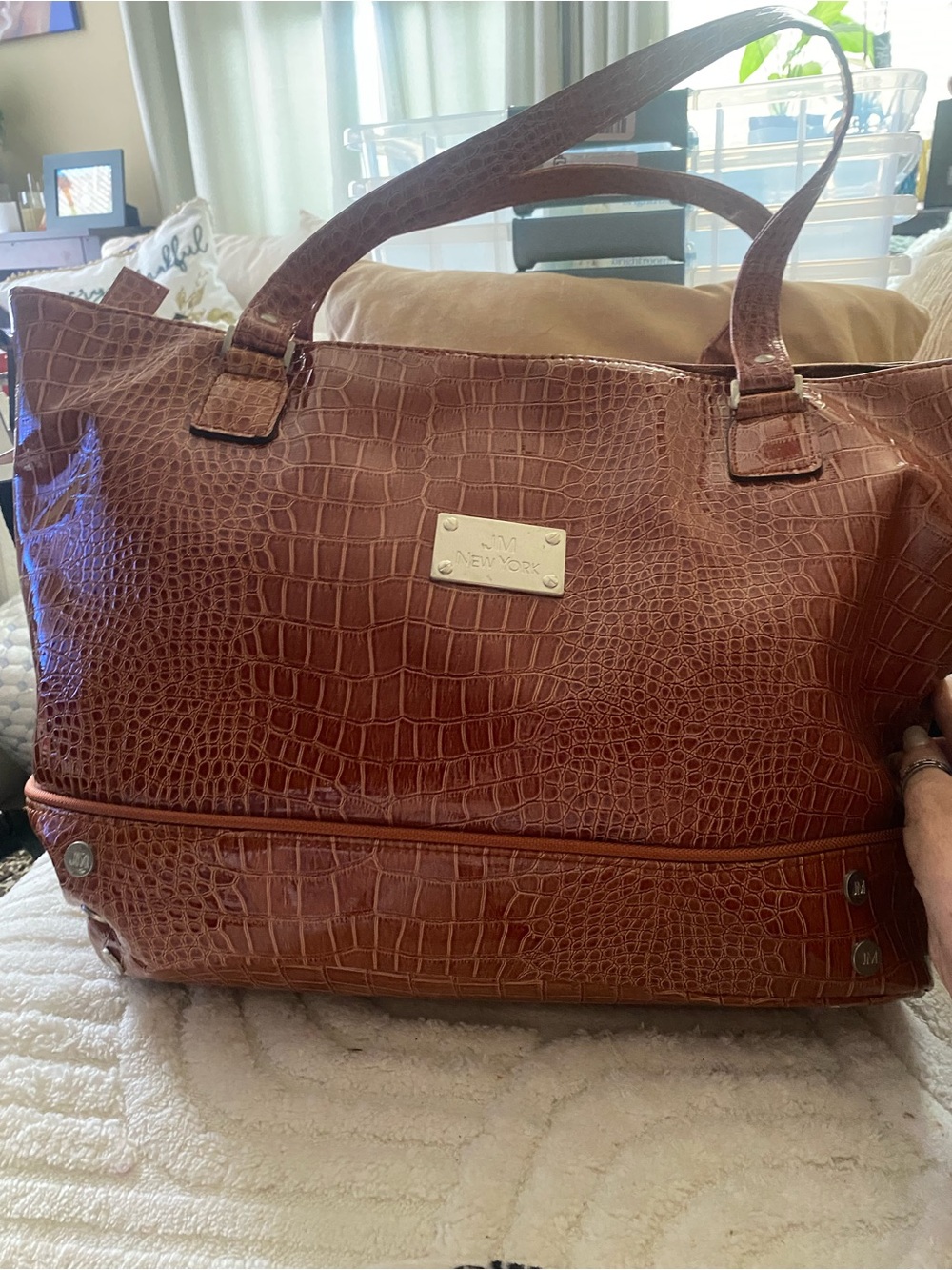 JM New York Croc-Embossed Duffel Travel  Bag With Garment, Shoe & Organizer Bins